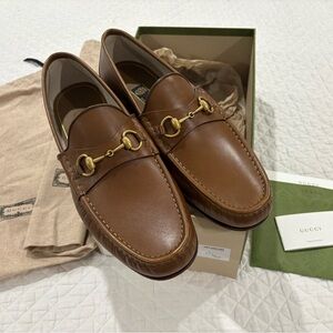 Gucci authentic men’s Brown Leather Loafers US SIZE12.5